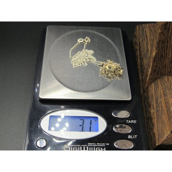 18" Sterling Silver Round Topaz & Diamond Snowflake Necklace Vintage Minimalist - Picture 7 of 7